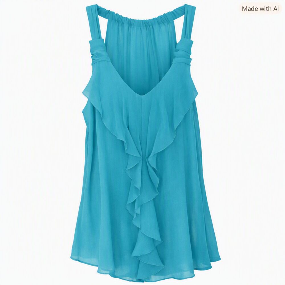 IZ BYER Turquoise Bohemian Festival Flowy V-Neck Tank Top | Size XS